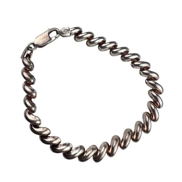 San Marco Chain Sterling Silver Bracelet Italy 7.25" - Picture 1 of 8